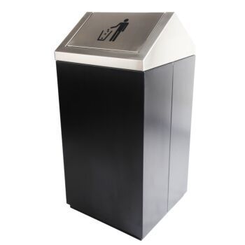 POUBELLE CARREE COUVERCLE BASCULANT 43 L EN METAL NOIRE TECHNO REF: 8014