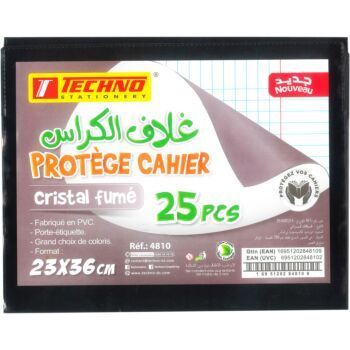 PROTEGE CAHIER 23x36cm CRISTAL FUME "TECHNO" REF: 4810