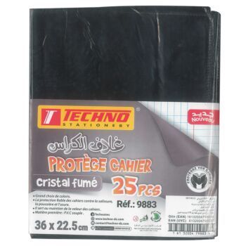 PROTEGE CAHIER 36 x 22.5 cm CRISTAL FUME "TECHNO" REF: 9883