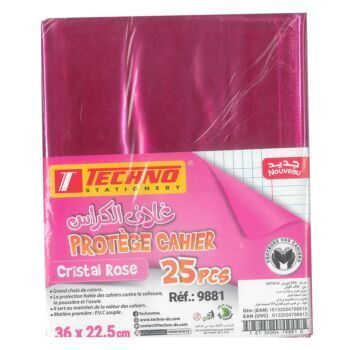 PROTEGE CAHIER 36 x 22.5 cm CRISTAL ROSE "TECHNO" REF: 9881