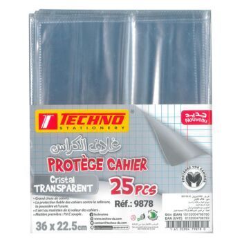 PROTEGE CAHIER 36 x 22.5 cm CRISTAL TRANSPARENT "TECHNO" REF: 9878