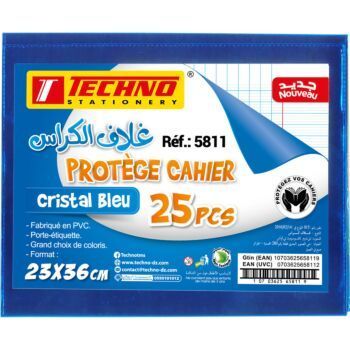 PROTEGE CAHIER 36x23 cm CRISTAL BLEU "TECHNO" REF: 5811