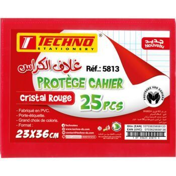 PROTEGE CAHIER 36x23 cm CRISTAL ROUGE "TECHNO" REF: 5813