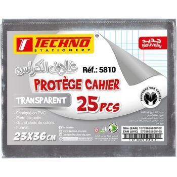 PROTEGE CAHIER 36x23 cm CRISTAL TRANSPARENT "TECHNO" REF: 5810