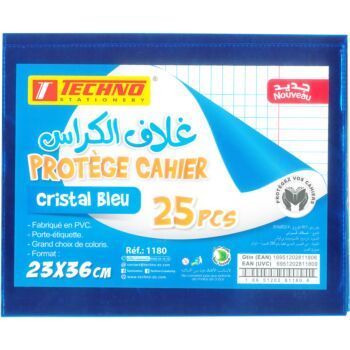 PROTEGE CAHIER 36x23cm CRISTAL BLEU "TECHNO" REF: 1180