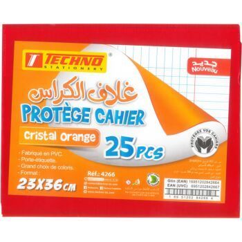 PROTEGE CAHIER 36x23cm CRISTAL ORANGE "TECHNO" REF: 4266