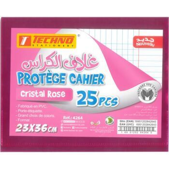 PROTEGE CAHIER 36x23cm CRISTAL ROSE "TECHNO" REF: 4264