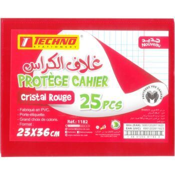 PROTEGE CAHIER 36x23cm CRISTAL ROUGE "TECHNO" REF: 1182