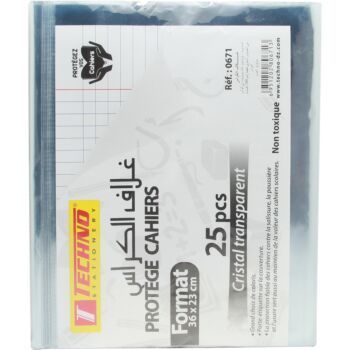 PROTEGE CAHIER 36x23cm CRISTAL TRANSPARENT "TECHNO" REF: 0671