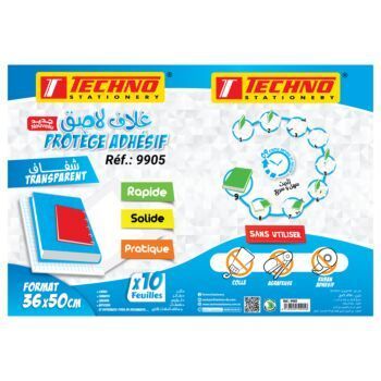PROTEGE LIVRE 36x50 cm ADHESIF TRANSPARENT "TECHNO" REF: 9905