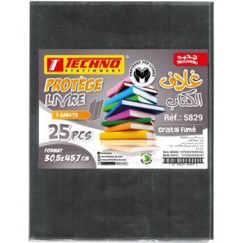 PROTEGE LIVRE A 02 RABATS 45.7x30.5 cm CRISTAL FUME "TECHNO" REF: 5829