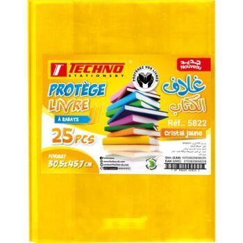 PROTEGE LIVRE A 02 RABATS 45.7x30.5 cm CRISTAL JAUNE "TECHNO" REF: 5822