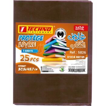 PROTEGE LIVRE A 02 RABATS 45.7x30.5 cm CRISTAL MARRON "TECHNO" REF: 5826
