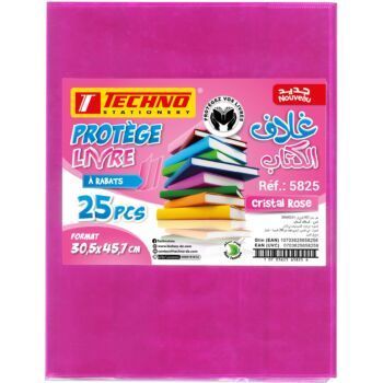 PROTEGE LIVRE A 02 RABATS 45.7x30.5 cm CRISTAL ROSE "TECHNO" REF: 5825
