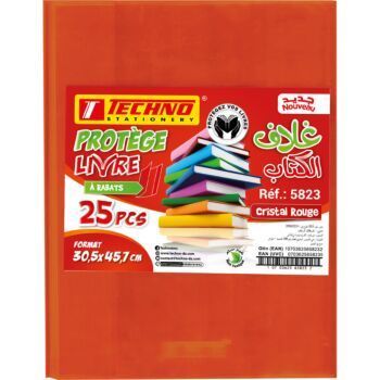 PROTEGE LIVRE A 02 RABATS 45.7x30.5 cm CRISTAL ROUGE "TECHNO" REF: 5823