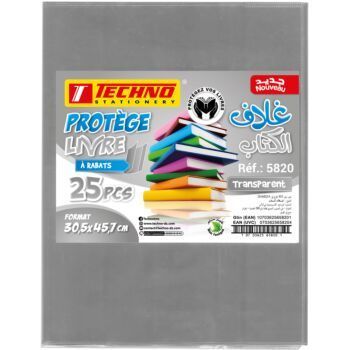 PROTEGE LIVRE A 02 RABATS 45.7x30.5 cm CRISTAL TRANSPARENT "TECHNO" REF: 5820