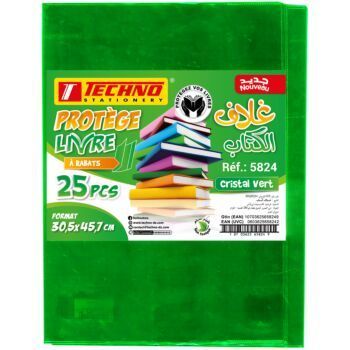 PROTEGE LIVRE A 02 RABATS 45.7x30.5 cm CRISTAL VERT "TECHNO" REF: 5824