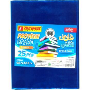 PROTEGE LIVRE A 02 RABATS 45.7x30.5cm CRISTAL BLEU "TECHNO" REF: 2867