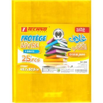PROTEGE LIVRE A 02 RABATS 45.7x30.5cm CRISTAL JAUNE "TECHNO" REF: 2868