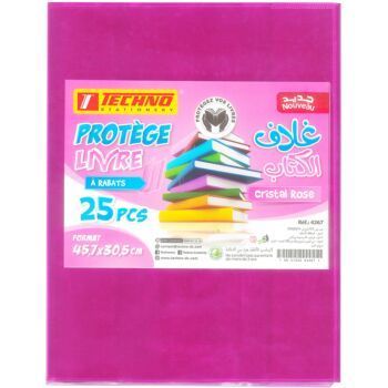PROTEGE LIVRE A 02 RABATS 45.7x30.5cm CRISTAL ROSE "TECHNO" REF: 4267