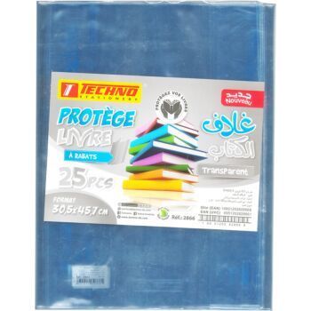 PROTEGE LIVRE A 02 RABATS 45.7x30.5cm CRISTAL TRANSPARENT "TECHNO" REF: 2866