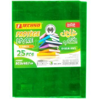PROTEGE LIVRE A 02 RABATS 45.7x30.5cm CRISTAL VERT "TECHNO" REF: 2870