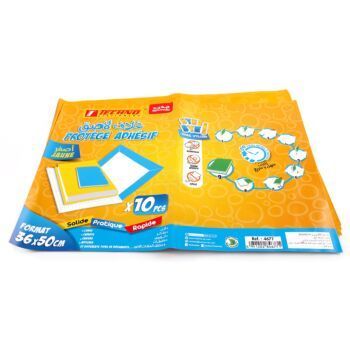 PROTEGE LIVRE ADHESIF 36X50CM JAUNE PAQUET=10 "TECHNO" REF: 4677