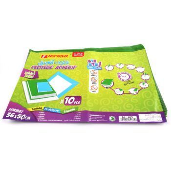 PROTEGE LIVRE ADHESIF 36X50CM VERT PAQUET=10P "TECHNO" REF: 4675