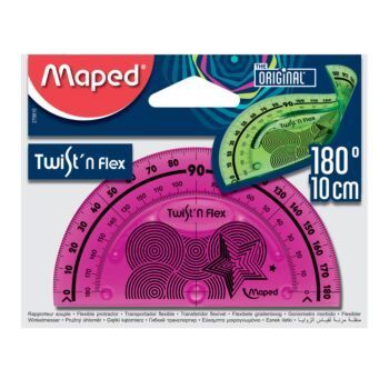 RAPPORTEUR 180° 10cm SOUS BLISTER TWIST'N FLEX ROSE "MAPED" REF: 279810