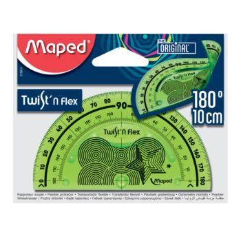 RAPPORTEUR 180° 10cm SOUS BLISTER TWIST'N FLEX VERT "MAPED" REF: 279810