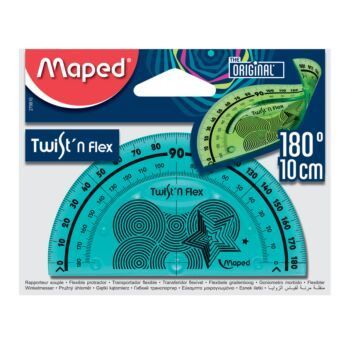 RAPPORTEUR 180° 10cm SOUS BLISTER TWIST'N FLEX "MAPED" REF: 279810