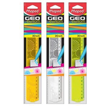 REGLE PLATE GEOCUSTOM 20CM SOUS BLISTER "MAPED" REF: 254120