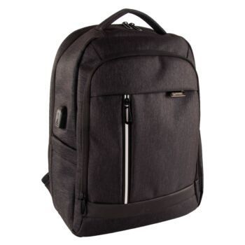 SAC A DOS COMPARTIMENT LAPTOP & PORT USB GRIS FONCE "TECHNO" REF: 5285