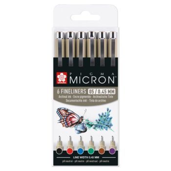 SET DE 6 FINELINERS COULEUR PIGMA MICRON 05-0.45mm "SAKURA" REF: POXSDK056A