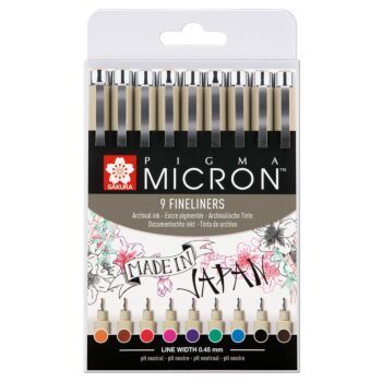 SET DE 9 FINELINERS COULEUR PIGMA MICRON 05-0.45mm "SAKURA" REF: POXSDK059