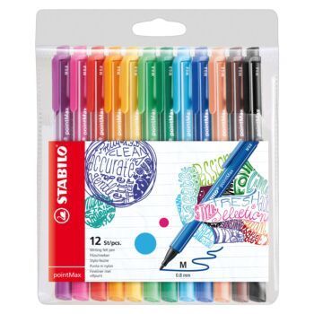 STYLO FEUTRE POINTMAX EN POCHETTE DE 12 PCS "STABILO" REF:488/12-01
