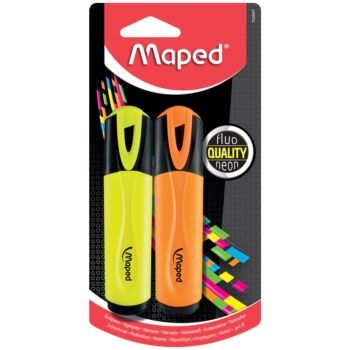 SURLIGNEUR 1 JAUNE + 1 ORANGE SOUS BLISTER FLUO PEPS "MAPED" REF: 742567