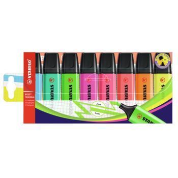 SURLIGNEUR BOSS FLUO EN POCHETTE DE 8 PIECES "STABILO" REF: 70/8