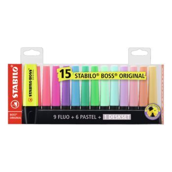 SURLIGNEUR BOSS ORIGINAL DESKSET DE 15 PCS "STABILO" REF:7015-01-5