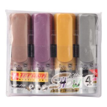 SURLIGNEUR COULEUR METALLIQUE MINI SHOW POCHETTE 4 PCS "TECHNO" REF: 6687