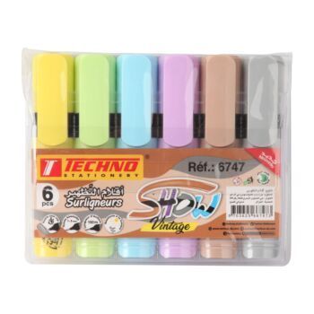 SURLIGNEUR COULEUR VINTAGE SHOW POCHETTE 6 PCS "TECHNO" REF: 6747