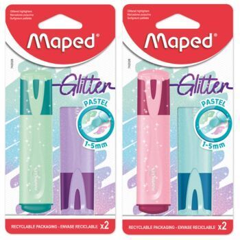 SURLIGNEUR PASTEL GLITTER POCHETTE CARTON DE 2 PCS "MAPED" REF: 742028