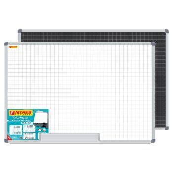 TABLEAU BLANC MURAL QUADRILLE D-FACES BLANC/NOIR 100 x 150 cm "TECHNO" REF: 9837