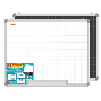 TABLEAU BLANC MURAL QUADRILLE D-FACES BLANC/NOIR 45 x 60 cm "TECHNO" REF: 9834