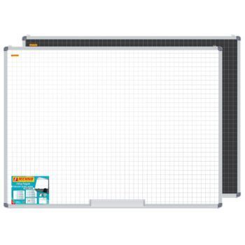 TABLEAU BLANC MURAL QUADRILLE D-FACES BLANC/NOIR 90 x 120 cm "TECHNO" REF: 9836