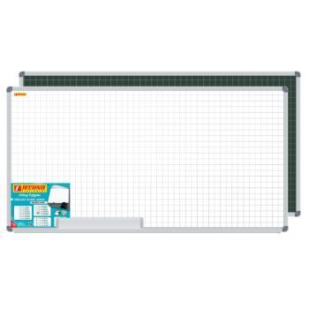 TABLEAU BLANC MURAL QUADRILLE D-FACES BLANC/VERT 100 x 200cm "TECHNO" REF: 9832