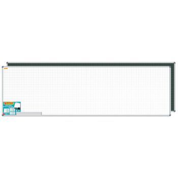 TABLEAU BLANC MURAL QUADRILLE D-FACES BLANC/VERT 100 x 400cm "TECHNO" REF: 9833