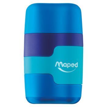 TAILLE-CRAYONS GOMME CONNECT COLORFUL 2 TROUS BLEU TURQUOISE "MAPED" REF: 049221