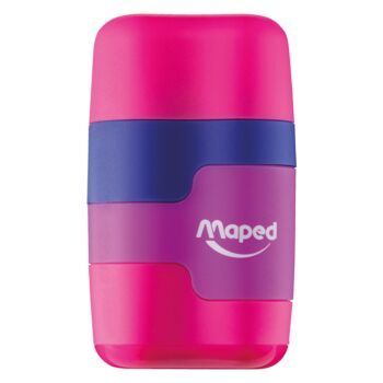 TAILLE-CRAYONS GOMME CONNECT COLORFUL 2 TROUS ROSE MAUVE "MAPED" REF: 049221
