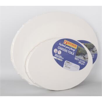 TOILE SUR CHASSIS OVALE 280g EN COTON 20cmx30cm "TECHNO" REF: 4184